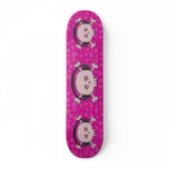 Pink Cartoon DJ Skulls With Headphones &amp; Hearts Skate Decks