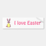Pink Cartoon Easter Bunny Holding Egg Bumper Stickers