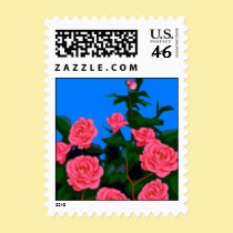 Pink Cartoon Rose Wedding Stamp stamps