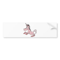pink cartoon unicorn bumper stickers