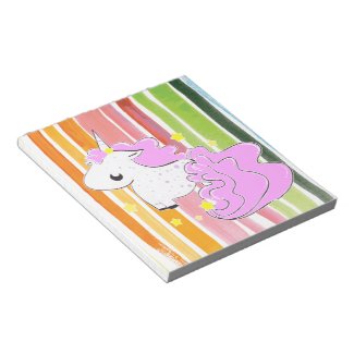 Pink cartoon unicorn with stars notepad notepad
