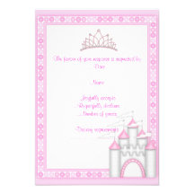 PINK CASTLE PRINCESS BIRTHDAY PARTY RSVP3 INVITATIONS