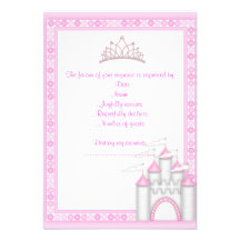 PINK CASTLE PRINCESS BIRTHDAY PARTY RSVP PERSONALIZED ANNOUNCEMENT