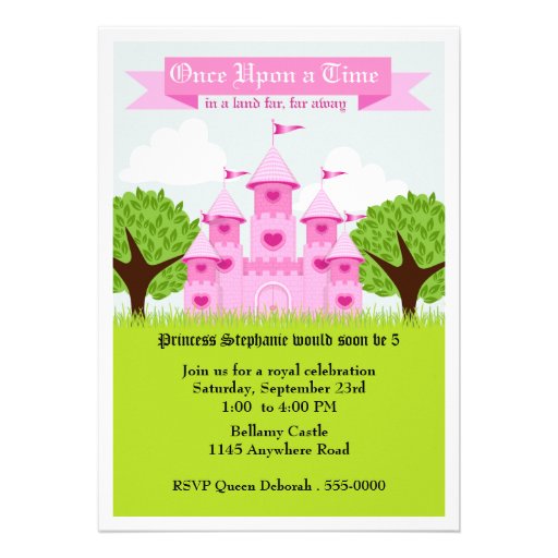 Pink Castle Princess Party Custom Invites