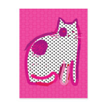 'pink cat' digital painting postcard