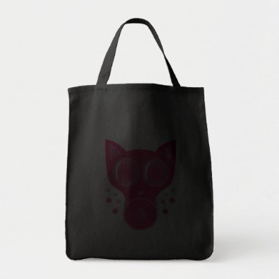 This original kitty cat gas mask illustration features a stylish bright pink 