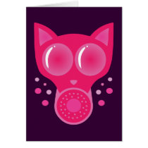 Pink Cat Gas Mask Greeting Cards