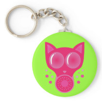 Pink Cat Gas Mask Key Chain