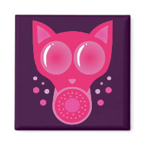 Pink Cat Gas Mask magnets
