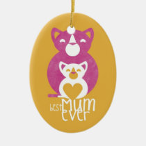 Pink cat mom ornaments