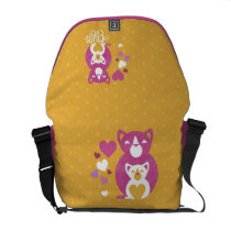 Pink cat mom messenger bags
