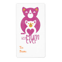 Pink cat mom labels