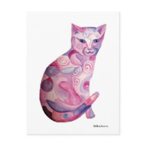 Pink cat post card