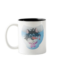 Pink Cat Watches Fish mugs