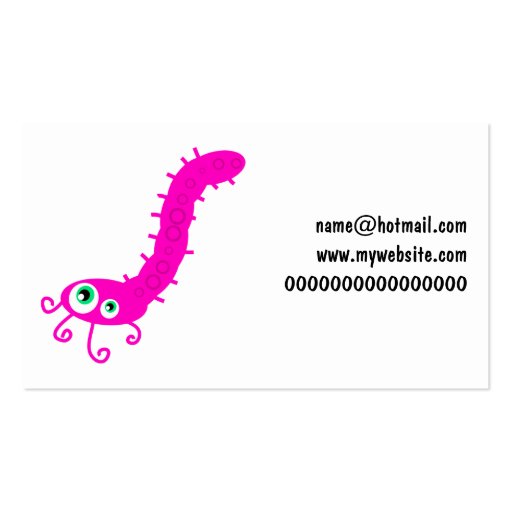 Pink Caterpillar Germ Business Card Templates (back side)