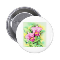 Pink Catleya Orchid Flower Art - Multi buttons