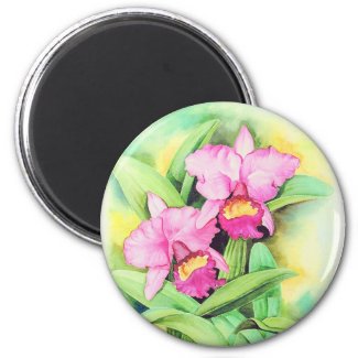 Pink Catleya Orchid Flower Art - Multi Magnets