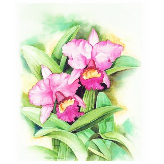 Pink Catleya Orchid Flower Art - Multi shirt