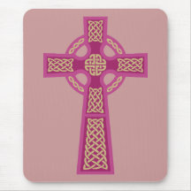 Pink Celtic Cross Computer Mousepad
