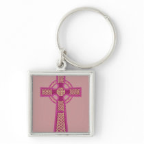 Pink Celtic Cross Keychain