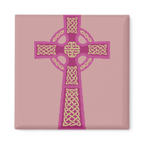 Pink Celtic Cross Magnet