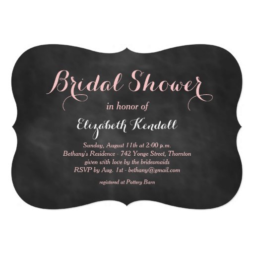 Pink Chalk Bridal Shower Invitation