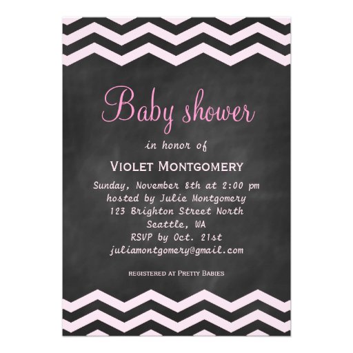 Pink Chalkboard Baby Shower Invitation