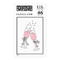 Pink Champagne Glasses postage