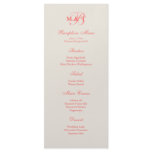 Pink & Champagne Monogram Reception Menu rack cards