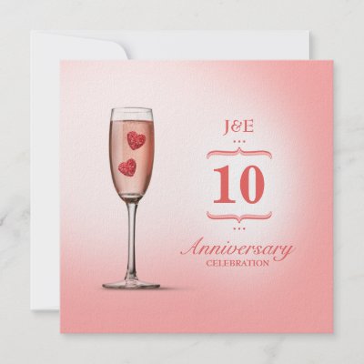 Pink Champagne Wedding Anniversary invitation by BluePlanet