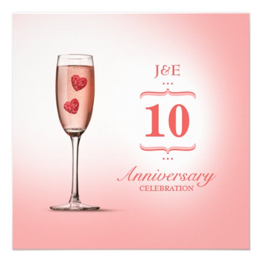 Pink Champagne - Wedding Anniversary invitation
