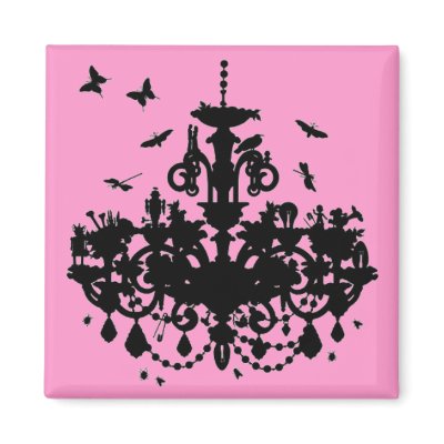 Pink Chandelier & Butterflies Fridge Magnets by JuJuGarden