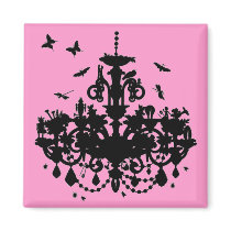 Pink Chandelier & Butterflies magnets