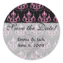 pink chandelier damask on black