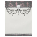 pink chandelier damask on deep gray flyers