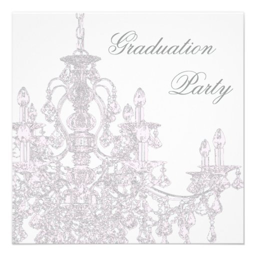 Pink Chandelier Graduation Party Invitation