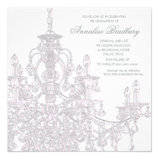 Pink Chandelier Graduation Party Invitation