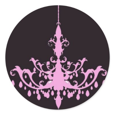 Pink Chandelier on Black Sticker