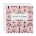 Pink Chandelier Save The Date Announcement invitation