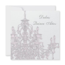 Pink Chandelier Sweet Fifteen Birthday Party Personalized Announcement
