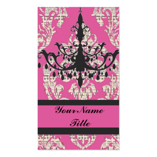 Pink Chandelier vintage fashion Business Card (front side)
