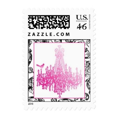 PINK  CHANDELIER WEDDING Postage STAMPS 2 by pauletteparis