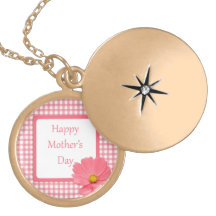Pink Check Floral Mothers Day Pendant
