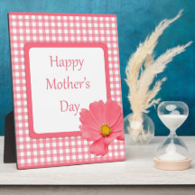Pink Check Floral Mothers Day Plaque