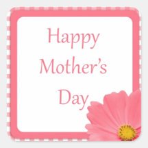 Pink Check Floral Mothers Day Sticker