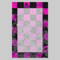 Pink Checker Star Stationery