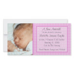 Pink Checkerboard New Baby Photo Card