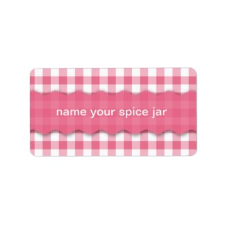 Pink Checkered Design Kitchen Label label