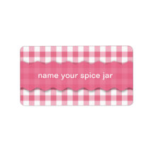 Pink Checkered Design Kitchen Label