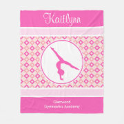 Pink Diamond pattern Gymnastics with personalized personal details and text Fleece Blanket